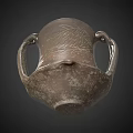 Handcrafted Brown Clay Ceramic Vessel With Two Handles And Carved Fish Design