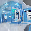IT Summit Preface Hall Technology IT Booth Preface Hall Shows Blue Simple Advanced Moving Line 3d model