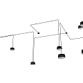 Modern Linear Pendant Light Combination With Multiple Black And White Lamps And Ceiling Mounted Design 3d model