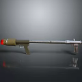 Green Red Silver Metal Rocket Launcher With Long Barrel And Bracket 3d model
