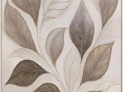Abstract Leaf Painting With Earthy Tones And Textured Foliage Design 3d model