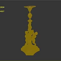 Gold Carved Candlestick Sculpture With Putti Figures And Ornate Base