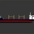 3D Rendered Large Cargo Ship With Red Blue Hull And Yellow Cranes