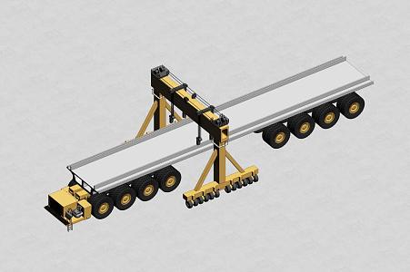 Bridge transport vehicle beam transport vehicle 3d model