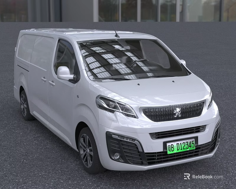 White Peugeot Van With Modern Front Grille And Spacious Windows For Commercial Use 3d model 