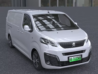 White Peugeot Van With Modern Front Grille And Spacious Windows For Commercial Use 3d model