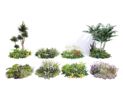 Diverse Flowers and Plants with Different Species in Garden Greenery Arrangements 3d model
