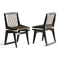 Elegant Modern Single Chair With Dark Wood Frame And Woven Seat Design