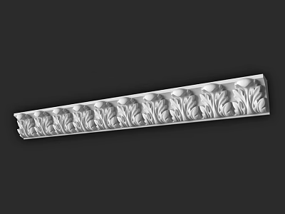 Long White Decorative Component With Intricate Carved Floral Leaf Patterns 3d model