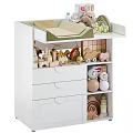 White Children's Storage Cabinet With Drawers Shelves Wooden Toys And Stuffed Animals