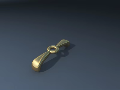 Golden Modern Door Handle With Curved Shape And Circular Ring Design 3d model