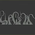 Silver Gray Twisted Plants With Curved Stems And Reflective Base Structure 3d model