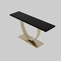 Elegant Modern Entryway Console Table With Black Wood Top And Golden Metal Curved Base