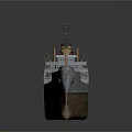 3D Rendered Warship With Hull Details And Masts