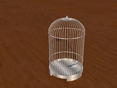 Silver Metal Birdcage Design Chandelier Hanging Light Fixture For Modern Home Indoor Decor 3d model