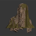 Natural Rock Formation With Moss Covered Surface And Textured Details