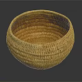 Round Woven Basket With Natural Material And Intricate Texture On Dark Background