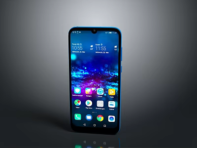 Modern Smartphone With Colorful Apps Display On Touchscreen Interface 3d model