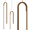 Modern U Shaped Black Metal Pendant Light With Gold Accent And LED Lighting
