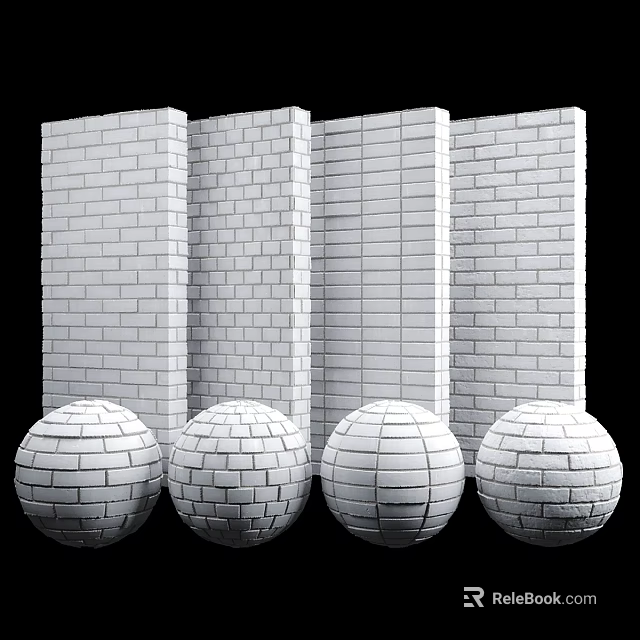 White Brick Wall Panels And Spherical Components For Architectural Design 3d model