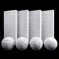 White Brick Wall Panels And Spherical Components For Architectural Design 3d model