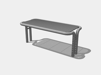 Modern Outdoor Landscape Bench With Curved Armrests And Grid Surface Design 3d model