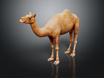 Brown Camel Standing On Black Background With Detailed Texture And Reflection 3d model