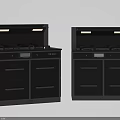 Modern Black Kitchen Appliances Integrated Cooker with Range Hood LED Lights and Multiple Drawers