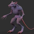 Purple Monster Creature With Sharp Fangs Long Tail And Claws In Dark Background