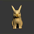 Yellow Rabbit Figurine 3D Model Display With Smooth Surface And Dark Background Reflection 3d model