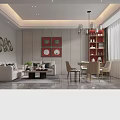 Hotel Chess Room Elegant Interior With Modern Sofa Dining Table And Decorative Chandelier