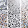 A Variety Of Floor Tiles With Different Patterns And Styles 3d model
