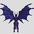Game Movie Demonic Character With Purple Body Large Wings Horns And Muscular Build