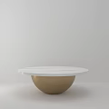 Modern Round Coffee Table With White Tabletop And Gold Metal Base 3d model