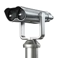 Metallic Binocular Style Commercial Surveillance Camera Equipment Mounted On Security Pole For Monitoring