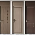Modern Wooden Hinged Doors With Decorative Patterns In Different Brown Tones 3d model