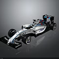 Williams Martini Formula 1 Car Streamlined Body White Blue Red Stripes Large Tires Rear Wing
