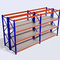 Sturdy Multi Layer Display Shelf Rack Featuring Blue And Orange Metal Frames 3d model