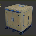 Beige Square Equipment Case With Double Doors Metal Latches And Wheels
