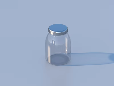 Transparent Wine Bottle And Glass With Silver Cap On Light Blue Background Shadow 3d model