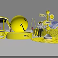 Smiley Face Themed Playground With Interactive Elements People Playing And Yellow Decorations