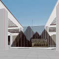 Spacious Modern Hotel Lobby Interior With High Ceiling Glass Roof And Geometric Decor