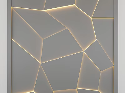 Modern Geometric Background Wall Design With LED Strip Lights And Gray Tones 3d model