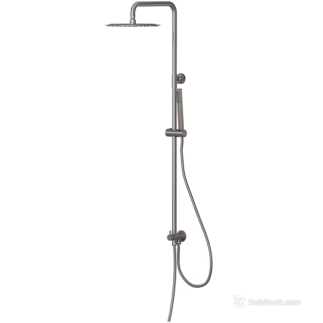 Modern Handheld Shower Head With Stainless Steel Fixed Rod And Flexible Hose 3d model 