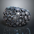 Stylish Fashion Ring With Circular Metal Frames And Clear Gemstones Modern Elegant Design