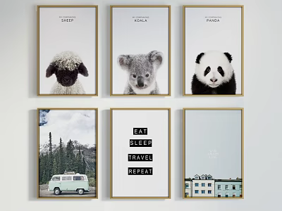 Framed Animal Paintings Featuring Sheep Koala And Panda Wall Art for Home Decor 3d model Framed Animal Paintings Featuring Sheep Koala And Panda Wall Art for Home Decor 3d model