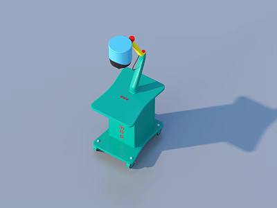 Portable Medical Equipment With Green Frame Blue Top And Yellow Red Components 3d model