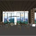 New Chinese-style Library Bookcase Tea Table and Chair Combination Sofa Coffee Table Combination Water Bar 3d model