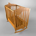 Natural Wooden Baby Crib with Rocking Structure and Classic Traditional Design