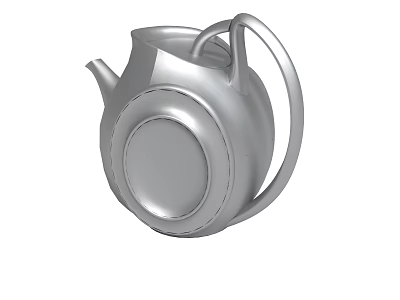 Silver Metallic Teapot With Modern Design Round Base Handle And Spout 3d model